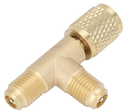 Uadme Ventilkärna T-adapter snabbkoppling T-adapter 1/4 tum SAE ventilkärna T-adapter mässing rostskydd för R22 R12 R134