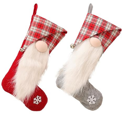 hongmo 2 Stück Weihnachtsstrumpf 38 x 28cm Weihnachtsmann Nikolausstiefel zum Befüllen,Große Weihnachtssocken Weihnachten Geschenktasche Nikolausstrumpf für Weihnachtsdeko