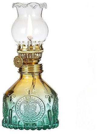 YKSJDFH Vintage Petroleumlampe mit Farbverlauf, bunte Öllampe aus Glas, klassisches Petroleum, große Kapazität, wasserdicht, Notbeleuchtung, Laterne, Öl-Sturmlaternen für Esszimmer und Garten