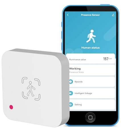 WiFi-Anwesenheitssensor: Intelligenter Bewegungssensor mit 5,8 GHz mmWave-Radar, Zonenpositionierung, App-Benachrichtigungsalarme, Echtzeit-Anwesenheitssensor für die Heimautomatisierung, unterstützt