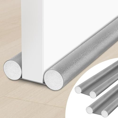 TOFFCAEA 2 Stücke Zugluftstopper für türen 96cm, Zugluftstopper tür, Windstopper Türdichtung in Lederoptik,Doppelseitig Lärmschutz Energiesparend, für Windstopper (Grau, 2 Stück)