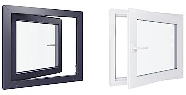 Ventana de PVC – 800 x 700 mm – Cristal – Bicolor blanco int/antracita ext-mango a la izquierda