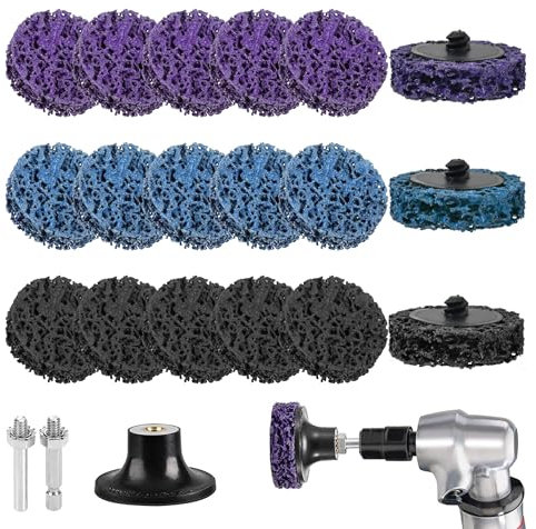 18pcs Grinding Discs 2 Inch/50mm, Dril Sanding Discs with 2 Shank, Strip Grinder Wheel Poly Paint Rust Removal Disc for Metal Steel Grinding Polishing, Purple+Black+Blue