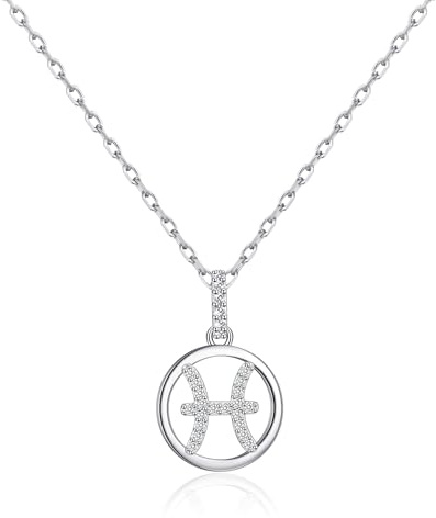 Philip Jones Collar con signo zodiacal Piscis con cristales de Zircondia