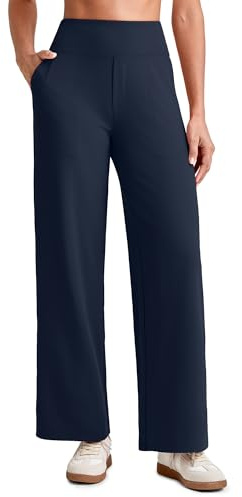 G4Free Wide Leg Trousers Ankle Length Yoga Pants | 7/8 Length Trousers with Pockets, High Waisted, Short Leg Stretch Trousers for Petite, Casual Travel Work