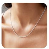 Esrael Silberkette Damen 3mm Figaro Silber Kette Halskette Damen Edelstahl Figaro Kette Silber Schmuck Geschenke für Frauen 18Zoll