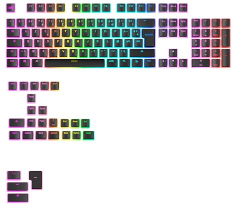 GLORIOUS Gaming - Touches GPBT Aura RGB : Capuchons Pudding, PBT doubleshot, translucides, Noir, pour claviers mécaniques Custom formats 100, 75, 65 et 60% - Disposition française AZERTY