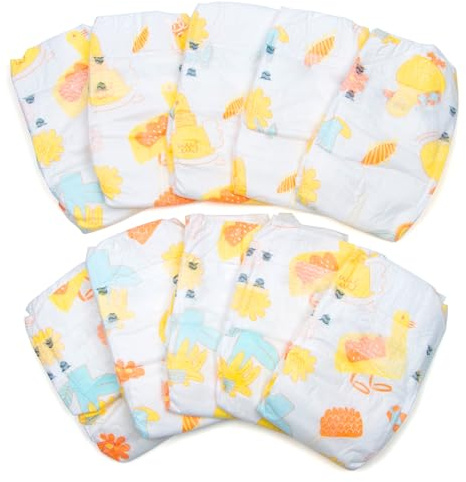 Medylove 10 Pcs Baby Doll Diapers Reusable for 17-22 Inch Babydolls Reborn Doll Accessories Adjustable Underwear with Cute Animal Pattern, Pretend Play Accessories