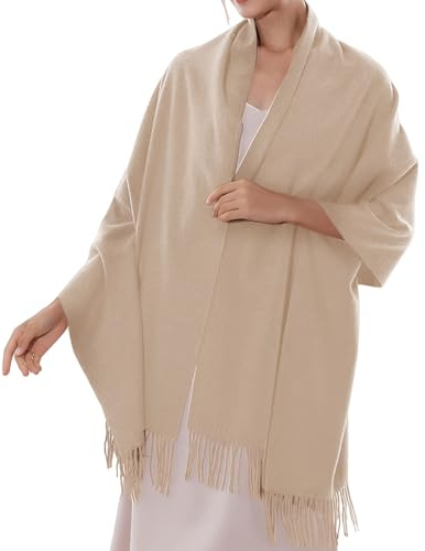 SSKHE Écharpe Femmes Élégant Cachemire Foulards Pashmina Pour Mariage Hiver Chaud Longues Grosse Echarpes et Foulards，200 * 70 cm (Beige)