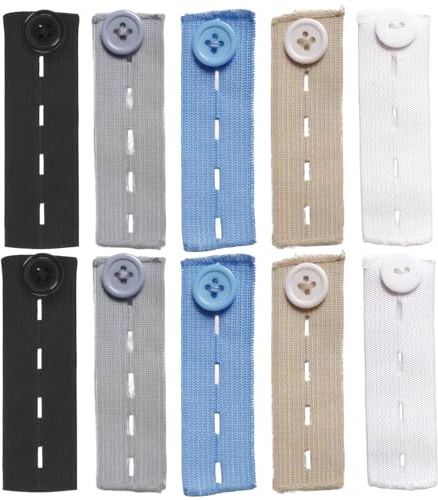 LZS-FR] 10 Pcs Adjustable Waist Extenders, Elastic Button Extender for Trousers & Jeans, Pregnancy Maternity Pants Stretcher, Waistband Expander for Men, Women & Kids (5 Mixed Colours)
