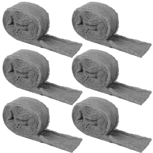 6 rollos de lana de acero, 3 m/rollos, lana de acero 0000, fina para agujeros y grietas de la pared, garaje, jardín, limpieza y pulido, contra ratones, eficaz para agujeros, grietas en la pared