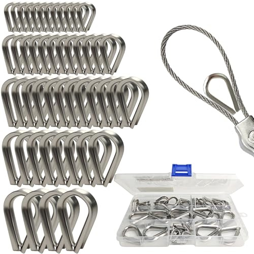 50 Pièces M2/M3/M4/M5 Cosses de Câble Métallique en Acier Inoxydable 304 Cosse Coeur pour Cable Acier pour Câble Métallique