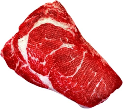 Ymhapp Realistisches Futter Steak Plüsch Hund Quietschspielzeug Weiche Lebensmittelform Haustier Kauspielzeug für Kleine Mittlere Hunde und Nicht Aggressive Kauer, Welpenzähne Sauberes Kauspielzeug