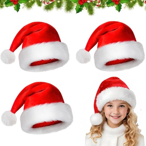 3pcs Gorro Papa Noel Bebe, Gorros de Navidad Bebe, Gor-ro Papa Noel Adulto, Gor-ro Navidad Adulto, Go-rro De Navi-dad, Go-rro navideño, Para Fiestas Navideñas y Fiesta Festiva de Año Nuevo(Niños)