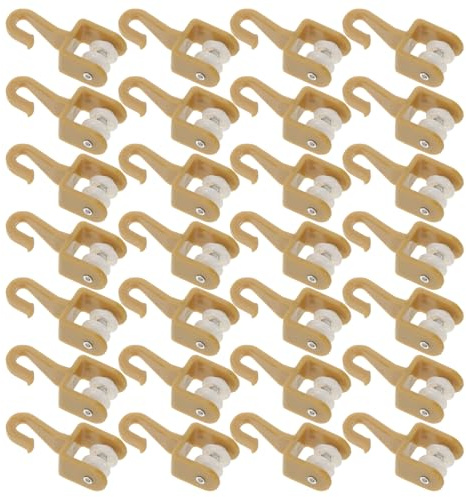 MUELODSIC 50 Rodillos De Plástico para Cortinas Ganchos para Riel De Cortinas Carros De Plástico con Ruedas Dobles Accesorios Silenciosos para Riel Ganchos