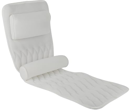 Cojín de baño de cuerpo entero, alfombrilla para bañera con reposacabezas y ventosas, cojín de baño de malla 3D para cuello, cuello, espalda, 125 x 40 cm, transpirable y de secado rápido, alfombrilla