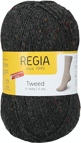 Regia 4-fädig Uni Tweed, 9801245-00098, Farbe: Anthrazit, 100g, Handstrickgarne