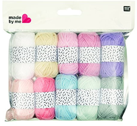 Rico Design 10 Mini-Knäuel Pastellwolle, 10 x 10 g