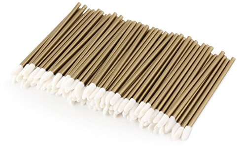 100 Unicorn Lashes – Palillos de limpieza para extensiones de pestañas – Pincel desechable para labios, color: dorado