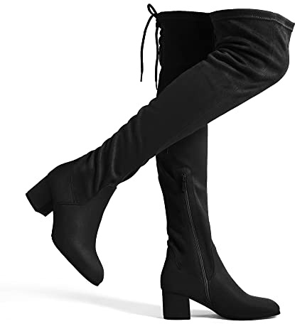 DREAM PAIRS Women's Over The Knee Boots | Chunky Heel Boots Long Stretch Sexy Fall Boots for Party Wedding Vacation