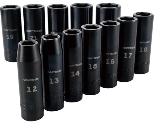 CRAFTSMAN Impact Socket Set, Metric, 1/2-Inch Drive, Deep Impact Sockets, 12-Piece (CMMT15887)