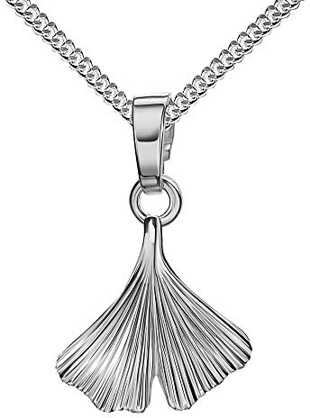 JEVELION Silberanhänger Ginkgo-Blatt Silber für Damen Mit Kette 50 cm