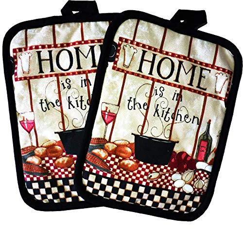 ZORR 2 Pezzi Presine in Cotone Grandi Guanti da Forno Set Presina Resistente al Calore Presine da cucina per Cucina, Nero