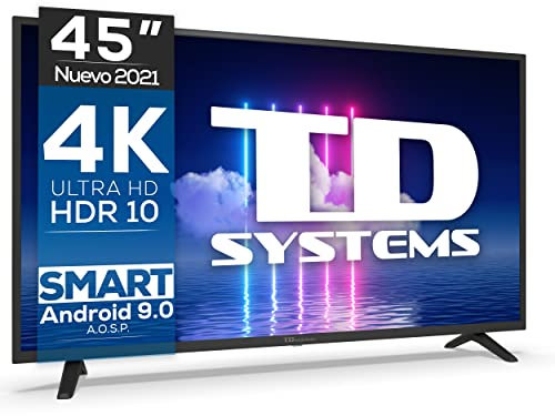 TD Systems 45 Pouces UHD 4k Smart TV - Téléviseur Android 9.0 AOSP, 3x HDMI, 2x USB (Modèle K45DLJ12US)
