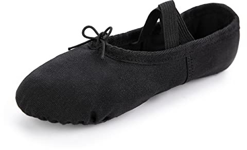 RoseMoli Canvas Ballet Slippers Ballet Shoes for Girls and Boys (Toddler/Little Kid/Big Kid),Split Sole Yoga Practice Dance Shoes Black 3.5BigKid