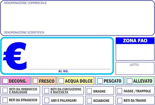 KIT 100 pezzi CARTELLINI personalizzabile - PESCHERIA mod. 2 - Etichetta segnaprezzo Cartoncino prezzo ideale per professionisti (150X100)