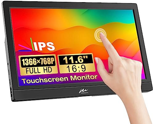 Kenowa Touchscreen Portable Monitor, 11.6 Zoll HDR Tragbarer Monitor Externer Display 1366x768 IPS Eye Care Bildschirm mit HDMI USB Typ-C für PC/Computer/Laptop/Raspberry pi/PS3/PS4/Xbox