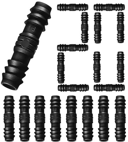 RYXZEN 20 Stück Schlauchverbinder 1/2 Zoll Kupplung Schlauch Verbinder für 16mm Bewässerung System Hose Connector Bewässerung Anschluss Kit Tropfschlauch Verbinder PE Schlauchverbinder