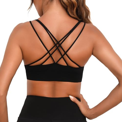 Jezonga Sujetador Deportivo Mujer con Relleno Extraíble Top Deportivo Sin Costuras de Alto Impacto Push up Mujer para Fitness Yoga Ejercicio Corriendo1&2 Pack(1-Negro,XL)