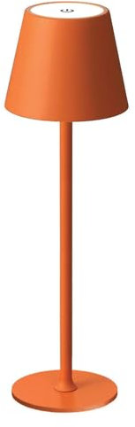 VIRSUS Lampada da Tavolo Led Senza Fili, Misura 11x11x37cm, Lampada Touch Dimmerabile, 3 Tonalità Bianco, Batteria 5200mHA Ricaricabile USB, Durata 12 ore, per Bar, Ristoranti -003 (Arancione)