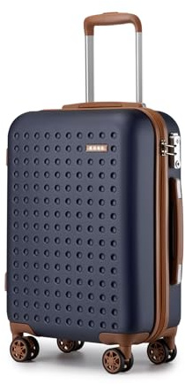 Kono Valise Cabine 55cm 32L ABS+PC Léger et Résistant, Bagage Cabine Rigide à 4 roulettes Silencieuses 360° et Serrure TSA, Marine