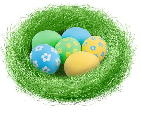 Dwafill Décoration de Pâques à Bricoler, Panier de Pâques Herbe de Pâques Naturel, œufs Décoratifs, Décoration d'œufs de Caille, Nids de Pâques à Remplir (Turquoise, 100g)