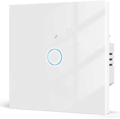 Acmerota ZigBee Smart Wall Light Switch Smart Touch Switch 12A Light Switches Works with Alexa/Google Home, Remote Control Smart Scheduled Switch, Neutral Wire Deeded+No Neutral, 1 Gang, White