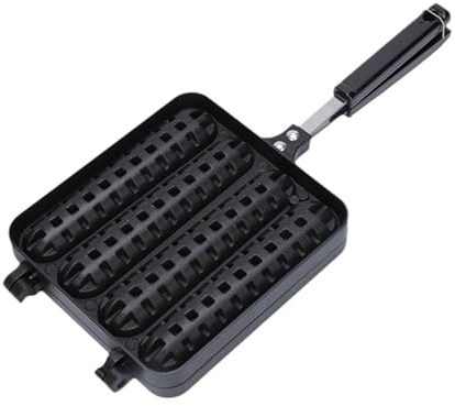 F Fityle Cast Aluminum Cornbread Pan Sausage Grill Snacks Maker 4 Slot DIY Compact Hot Dog Presser Waffle Corn Dog Maker for Outdoor