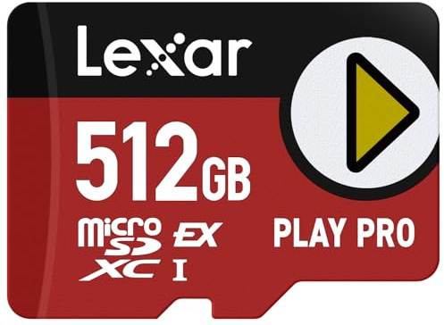 Lexar Carte microSDXC Express Play Pro 512 Go, UHS-I, C10, U3, V30, A2, Full HD, vidéo 4K, jusqu'à 900 Mo/s de Lecture, pour Nintendo Switch 2, ASUS ROG Ally, Steam Deck, appareils de Jeu