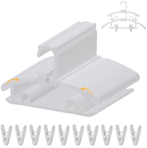 50 Pack Baby Clothes Hangers with 16 Clips, 11-15 inch Adjustable Kid Hanger, Multifunctional Children Hanger for Girl Boy Toddler Kids Child(White)