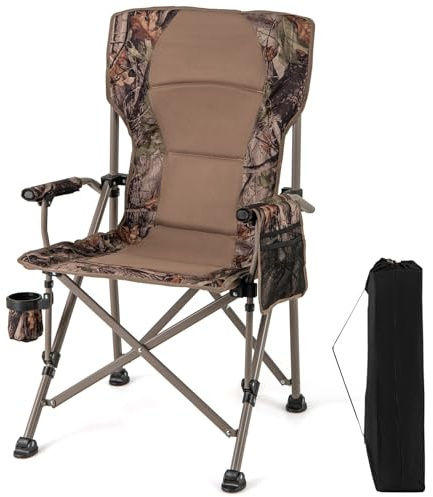 COSTWAY Chaise Pliante Camping, Chaise de Jardin Exterieur, Charge 180 kg, Sac de Transport, Porte-Gobelet, Poche de Rangement, Pieds Réglables, Fauteuil Pliant pour Camping Voyage Pêche, 67 × 62 × 10