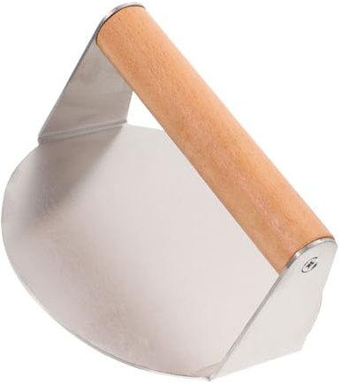 Parliky Prensa Hamburguesas de Acero Inoxidable con Mango de Madera Prensa para Patty Uniforme y Saludable Chafador Manual para Barbacoa y Cocina