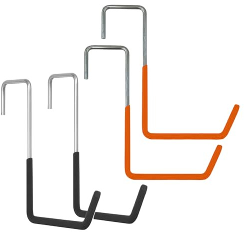 Gancho para bicicleta sobre la puerta – Soporte de metal para bicicleta de garaje con 4 ganchos para colgar cuerdas, organizador para cestas de plantas, escalera y soporte de cuerda con uso práctico |