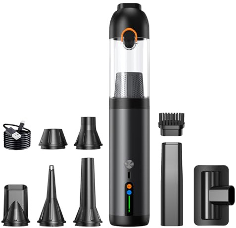 Car Vacuum Portable Cordless,18000Pa 4in1 Portable Handheld Cleaner Vacuum &Air Duster 2 Suction Modes Power Blowing&Inflating, Brushless Motor Vacuum with Multi Nozzles for Car,Keyboards, Office,Pet