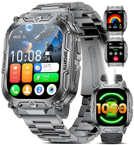 HIRREO Montre Connectée Homme avec 1000 mAh,2.01'HD Grand Écran Fitness Tracker avec Sommeil/Fréquence Cardiaque,Podomètre,IP68 étanche Sport Smartwatch Homme pour Android iOS(Gris)