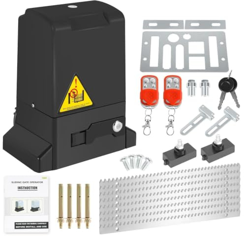 Peviasot Accionamiento para puerta corredera, 800 kg, 370 W, accionamiento para puerta de garaje con 2 mandos a distancia, 2 llaves de desbloqueo y función de cierre automático para Hotelbis, fábrica