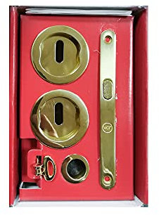 Juego de nichos circulares para puertas correderas K1201 - con orificio llave (latón pulido)