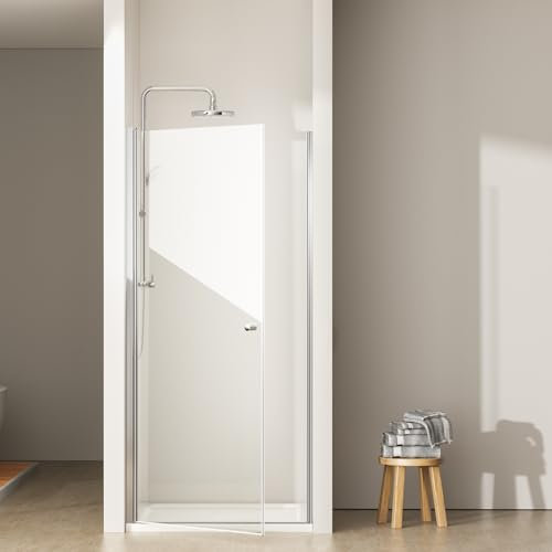 EMKE Duschtür 80 cm, Nische Pendeltür Duschabtrennung Nischentür Duschtüren, 6 mm Sicherheitsglas Duschkabine Duschwand Schwingtür Dusche 185cm