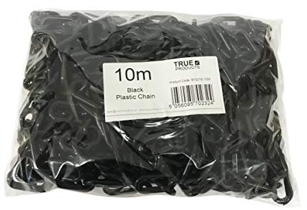 10m x 6mm Plastic Barrier Chain Link Safety Decorative Garden Fence - Black