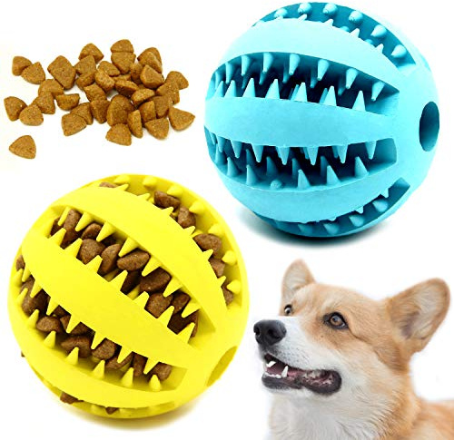 Youngever 2 Paquetes Juguetes para Masticar Perros, Masticar Perro Pelota, Juguetes para Limpiar Dientes Perro, Recuperar, IQ Treat Dispensador de Comida para Perros (Large)